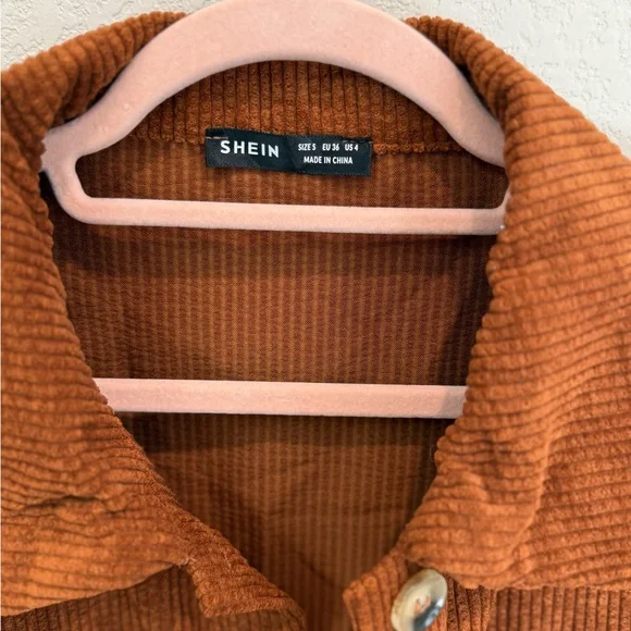 SHEIN Rust Corduroy Utility Jacket - Picture 2 of 3